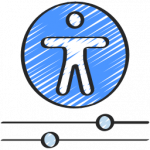 Icône d'accessibilité représenté par un personnage dans un rond bleu.